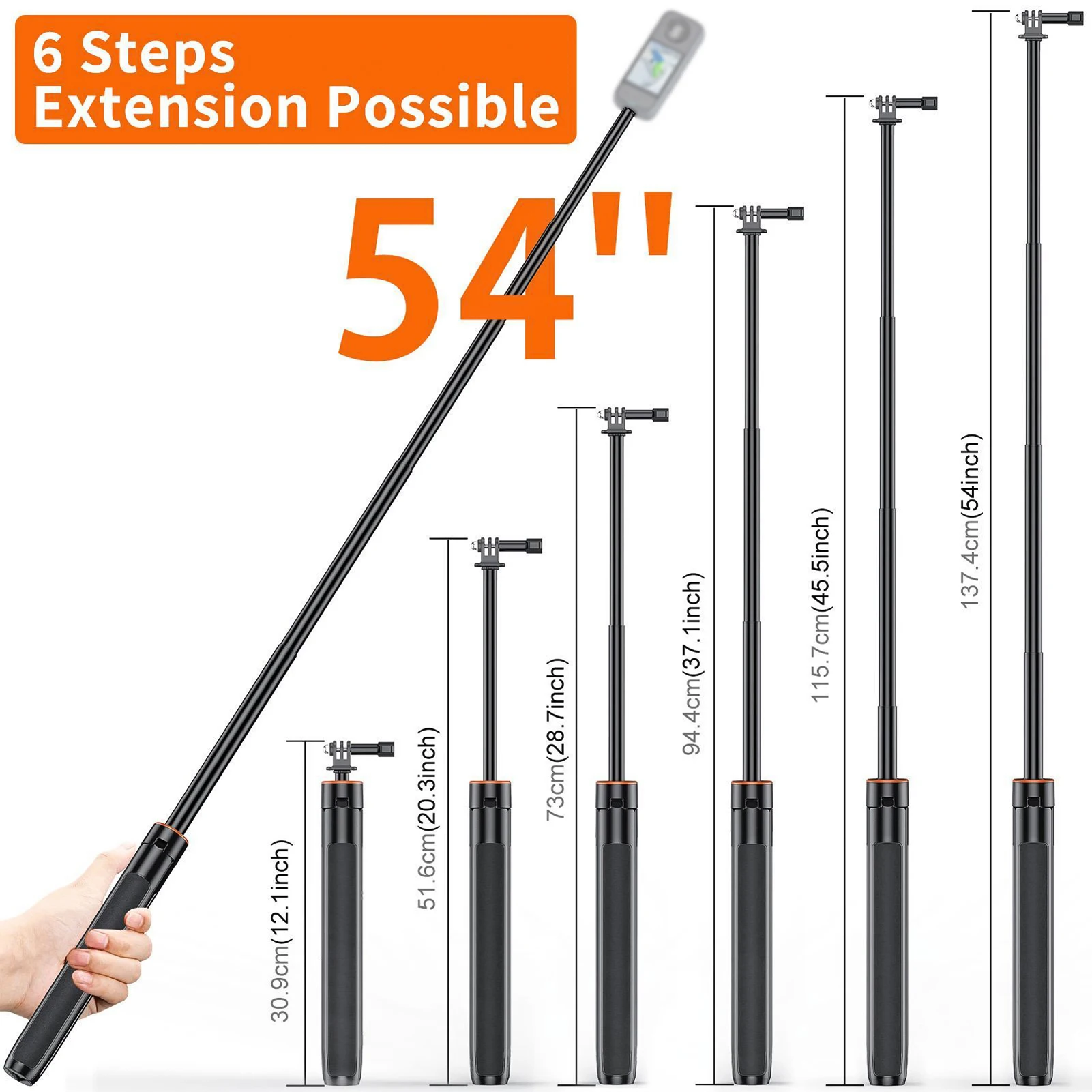 Trépied Selfie 54" Caméra Action - Support 2-en-1 Alliage Aluminium