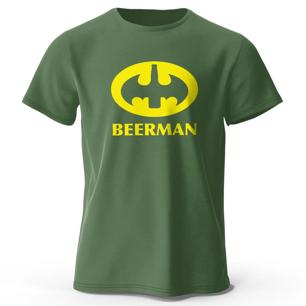 Men's Classic Beer Man Graphic Oversized T-Shirt - 100% Cotton Casual Summer Tee