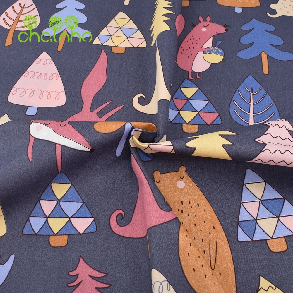 Chainho,Printed Twill Weave Cotton Fabric,DIY Sewing Quilting Material,Patchwork Cloth,Cartoon Series,2 Specification,15C300