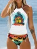 Vigorashely 2026 Print Push Up Tankini Lwo Whist Halter Tied Women For Swimsuit 2 Piece Backless Beach Swimwear Bathing Suit