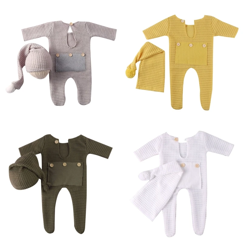 

RIRI Newborn Baby Soft for Onesies Romper with Hat Photo Taking Props Cute Jumpsuit Clothes Unisex Suit Spandex 0~1 Year