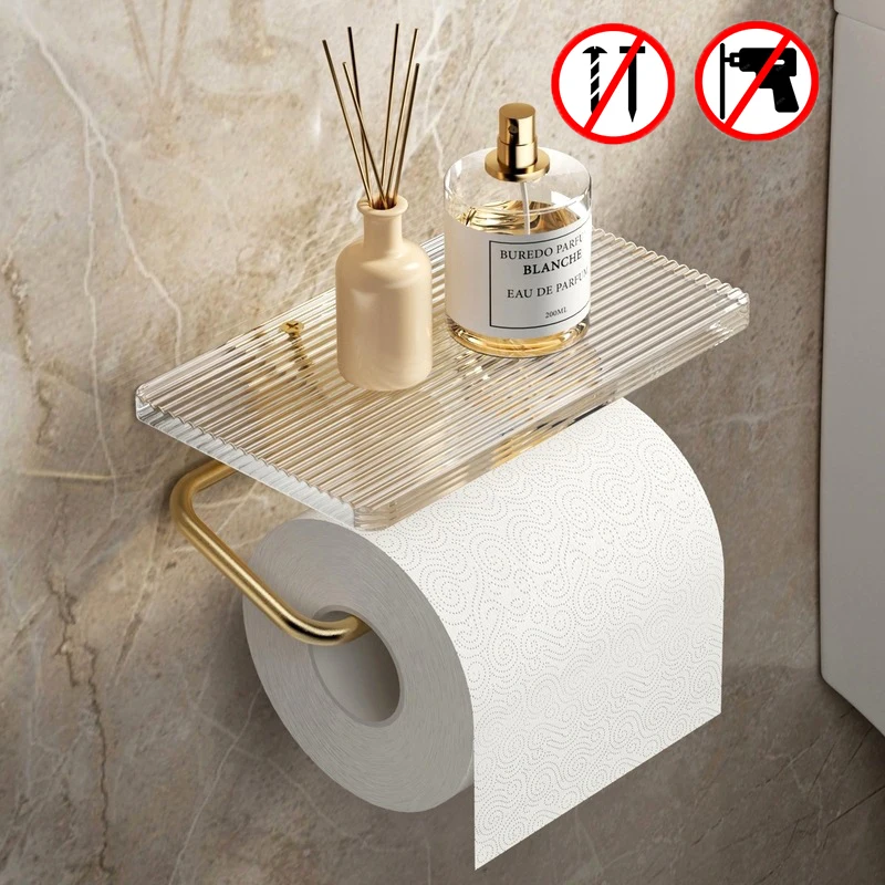 알루미늄 합금 변기 종이 거치대 아크릴 트레이, 욕실 액세서리, 주방 벽걸이, 펀치 프리 변기 종이 롤 거치대 