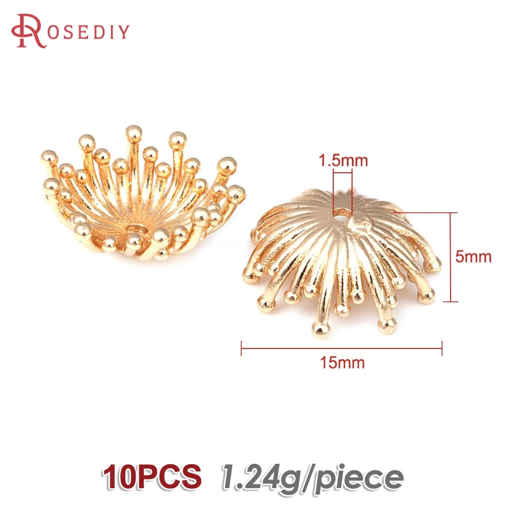 Elegant 18K Gold Brass Floral Bead Caps for DIY Jewelry & Earrings