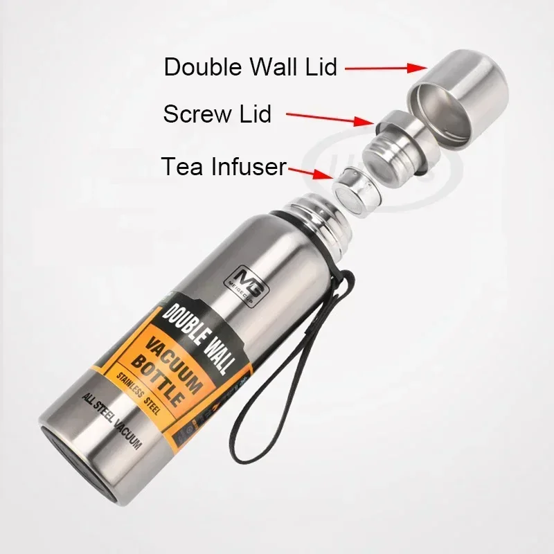 Enhanced Portable Stainless Steel Insulated Thermos Bottle with Rope Handle - Large Capacity Vacuum Tumbler