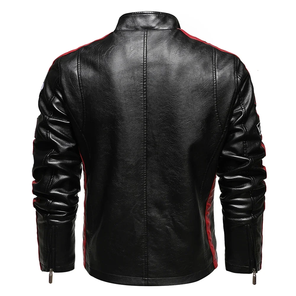 Vintage Motorcycle Jacket Men Fashion New Biker Leather Jacket Male Embroidery Bomber Coat Winter Fleece Pu Overcoat Mens leather jackets men winter jacket