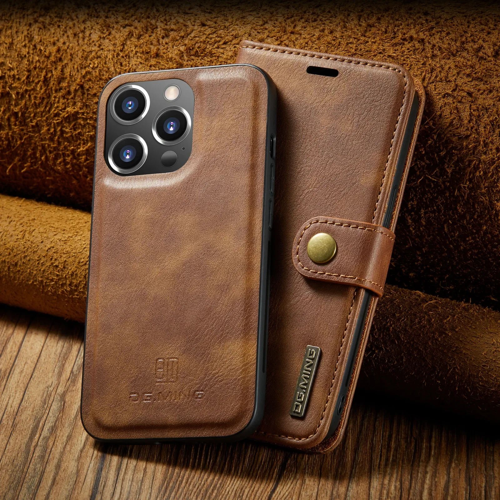Detachable Magnetic Leather Phone Wallet Case with Card Holder