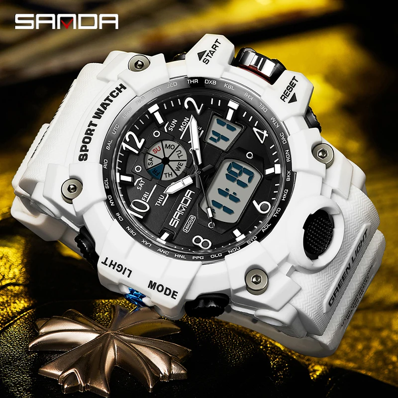 Orologio da uomo multifunzione con pulsante aperto funzione luminosa orologio digale analogico con doppio Display adatto per lo sport e la corsa  1511