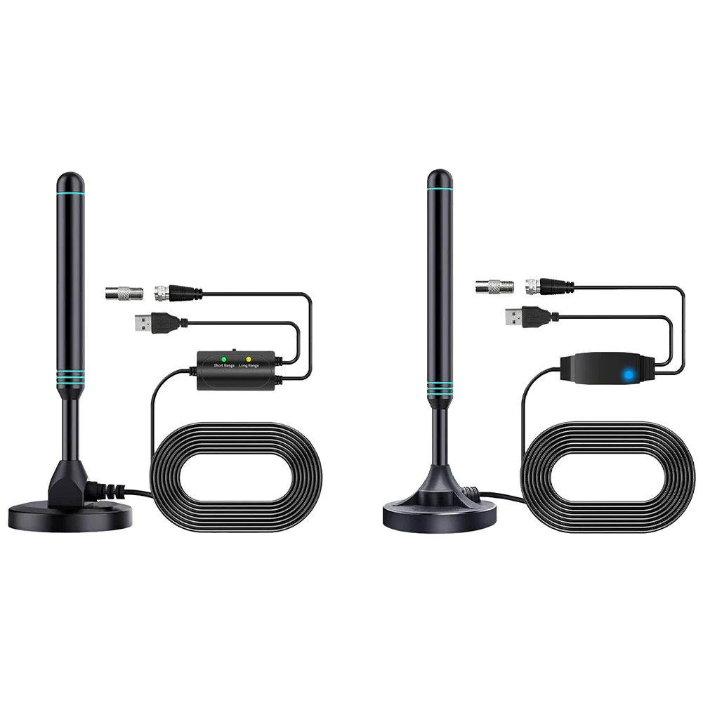 Antenne TV HD Portable 4K/1080P avec amplificateur de Signal, 480 + Miles, antenne intérieure et extérieure, Base magnétique VHF UHF pour DVB-T2 TV HDTV