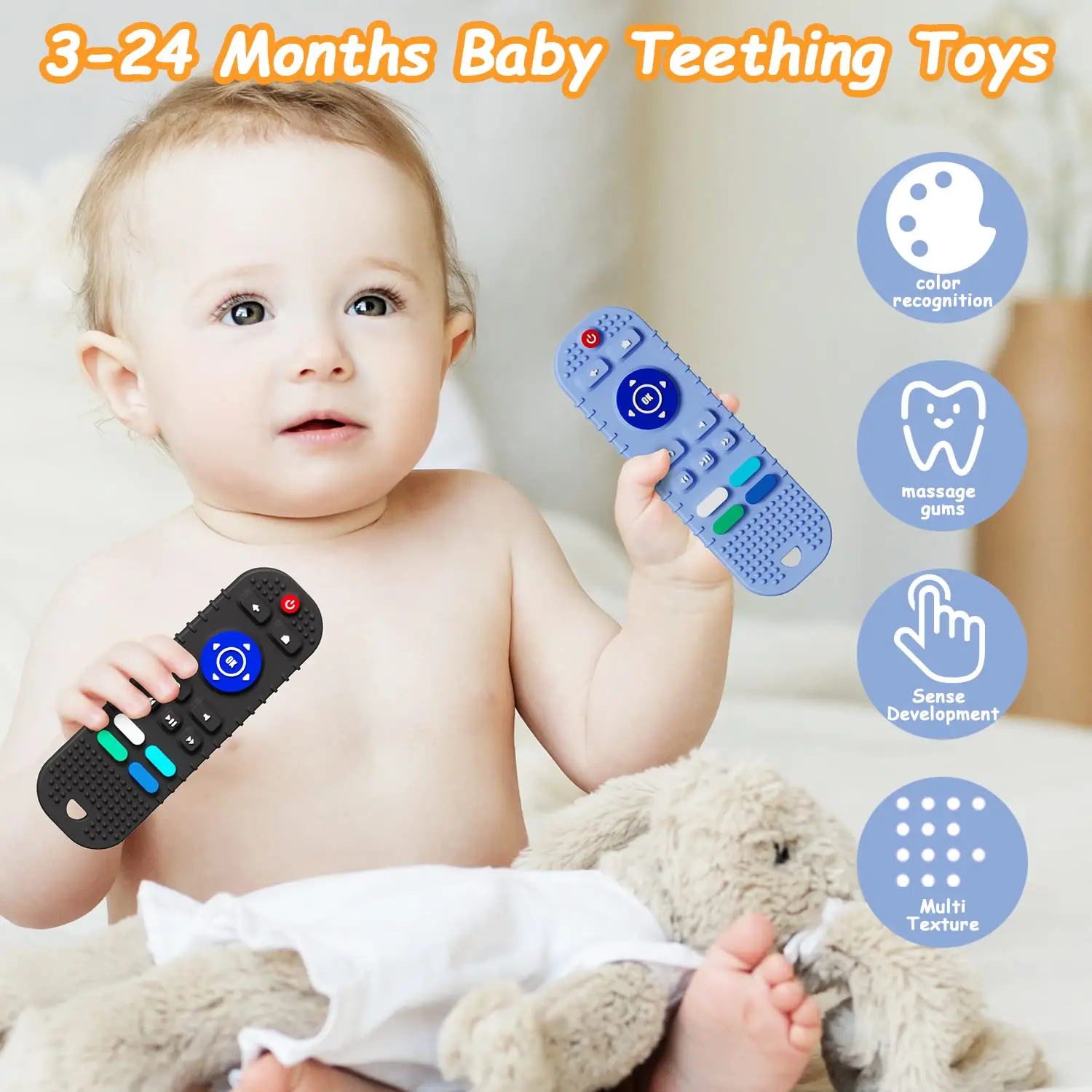 Baby Remote Control Teether Toys For Babies Over 6 Months Silicone Teething Toys Boys Girls 1Pcs teething toys silicone teething toys