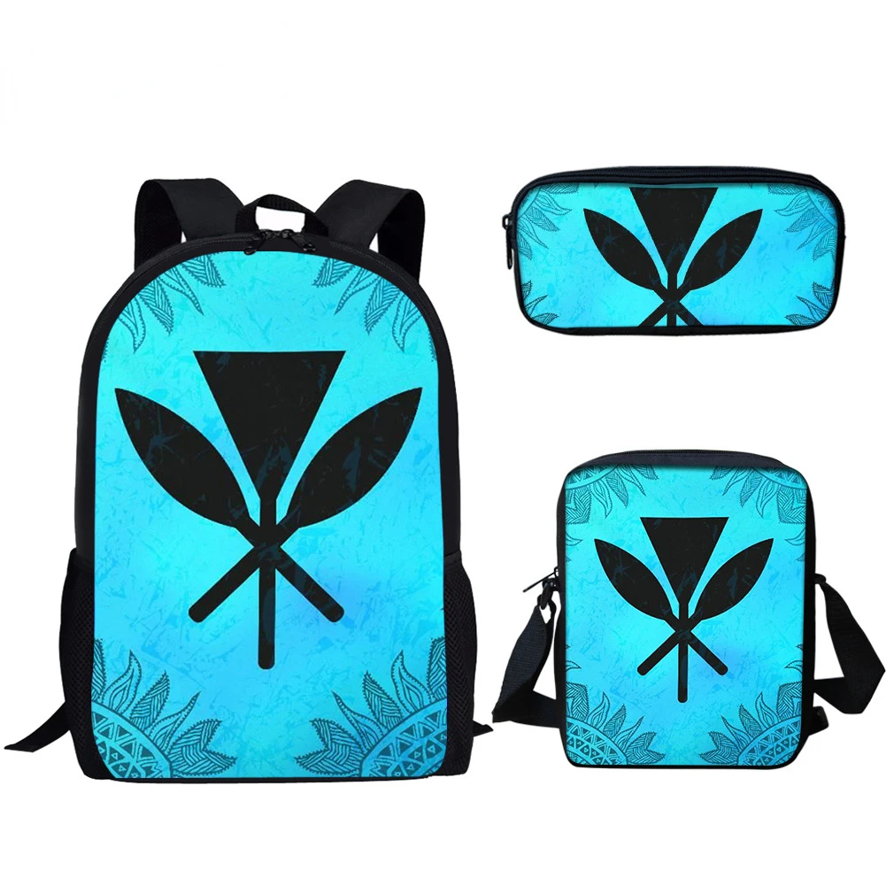 Hip Hop Blue Tribal 3pcs/Set Backpack 3D Print School Student Large Capacity Bag Travel Laptop Daypack Shoulder Bag Pencil Case