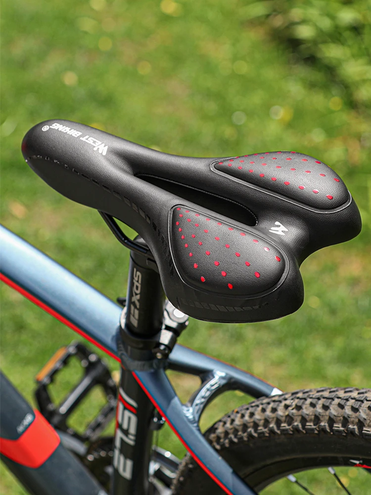 WEST BIKING Fahrradsattel MTB Mountain Road Fahrradsitz PU-Leder Gel Schmerzloses Fahrradkissen BMX Bequeme stoßfeste Teile – Detail 4
