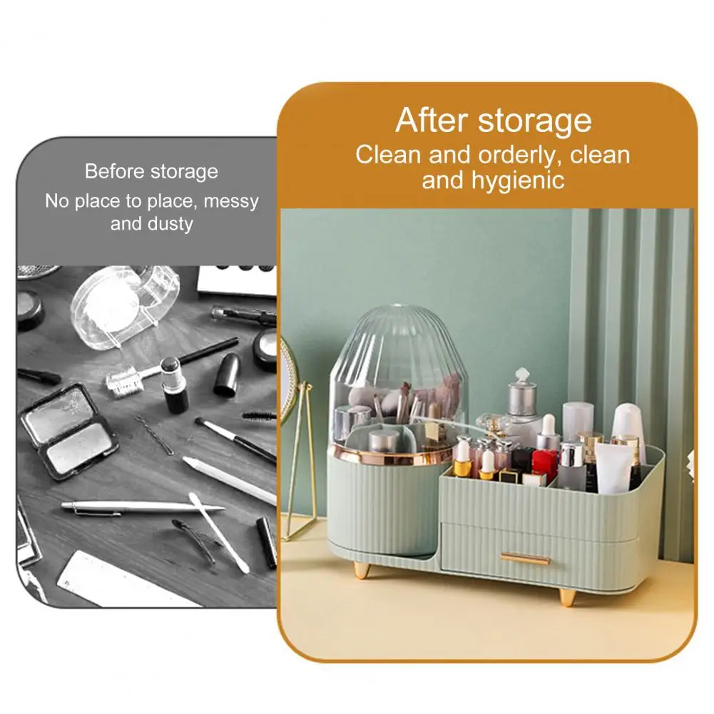 

Вращающаяся коробка для хранения косметики, органайзер для макияжа с ящиками, пыленепроницаемый контейнер для хранения помад, теней для век, ухода за кожей для красоты