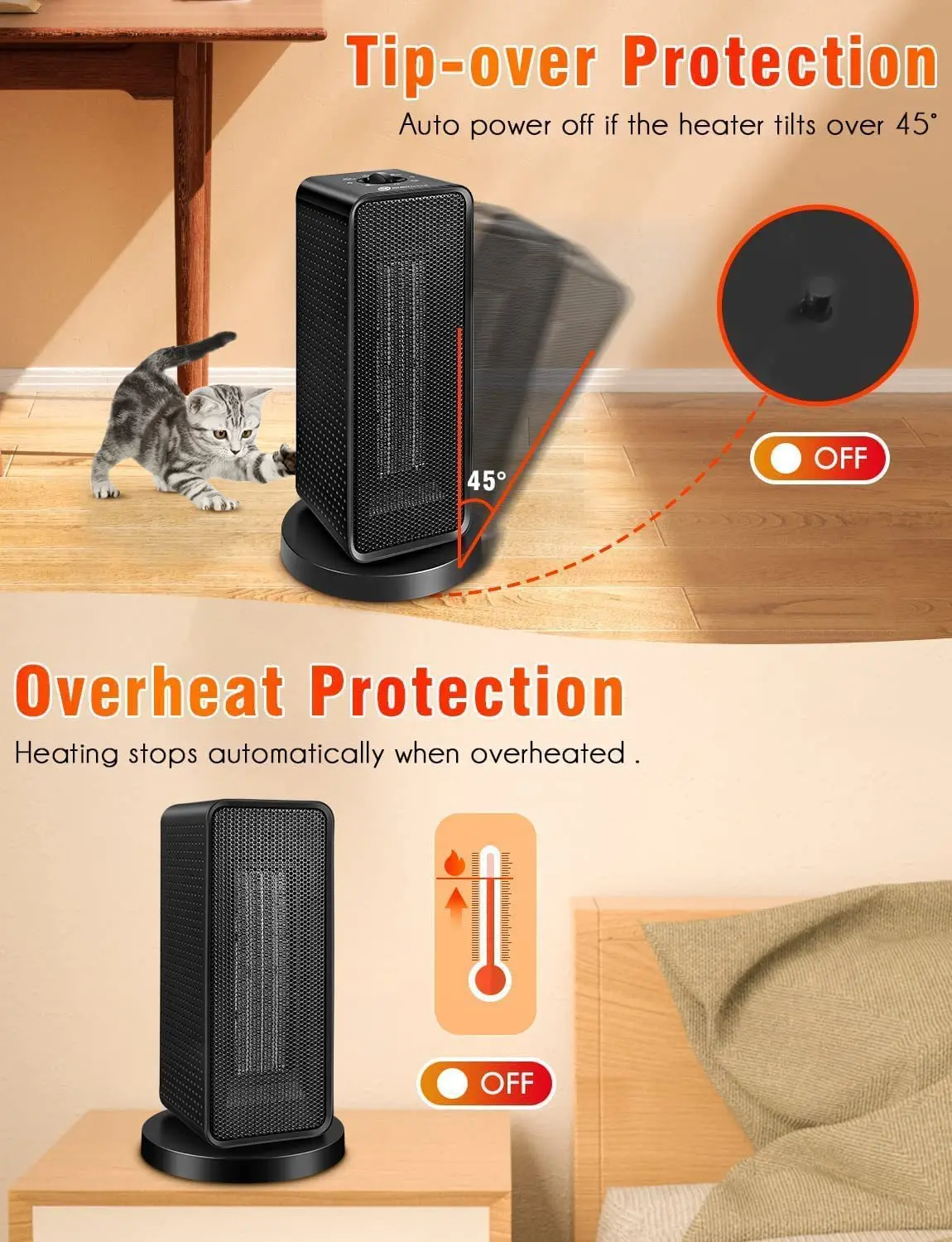 Household Vertical Shaking Head Heater Electric Heater for Room PTC Mini  Portable Heater Space Heater Electric Warmer For Xiaomi