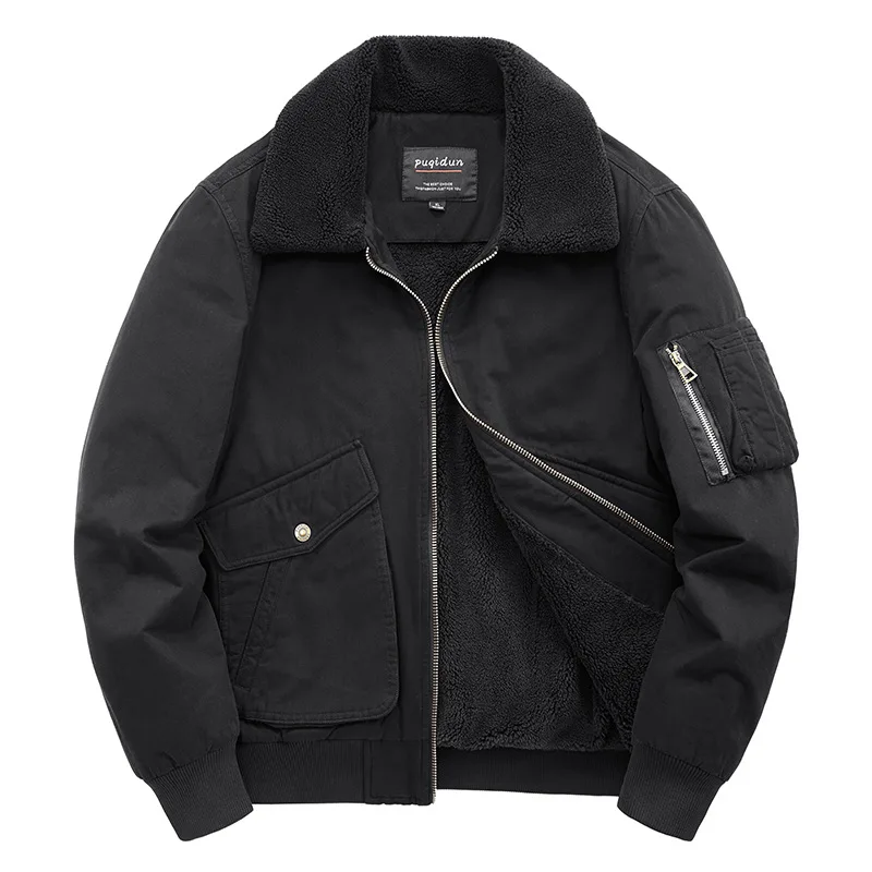 Autumn/winter Fleece-lined Thickened Woolen Jacket For Middle-aged Elderly Men Warm Excessively Large Leisure Winter Clothing 6