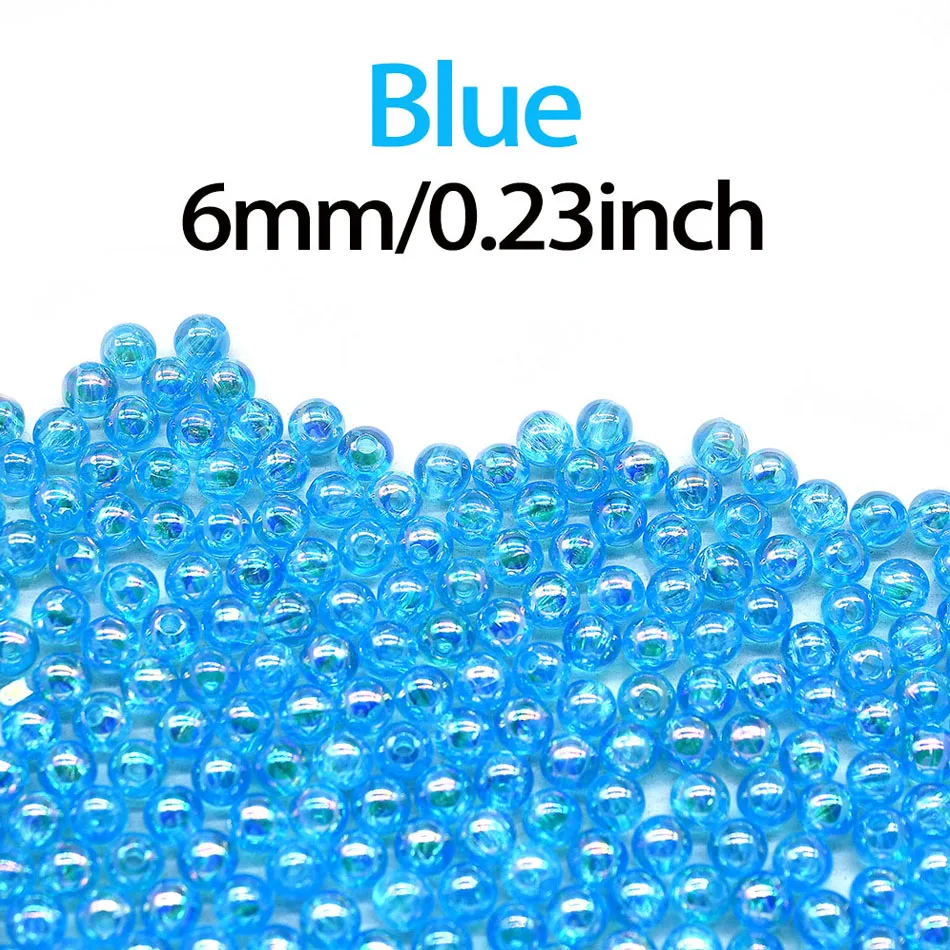 Topranc 100 Stück Angelperlen, 6 mm, runde Schwimmerkugeln, Stopper, Rigging-Perlen für Tackle, verschiedene Kunststoff-Glas-Glühperlen, DIY-Kit – Detail 5