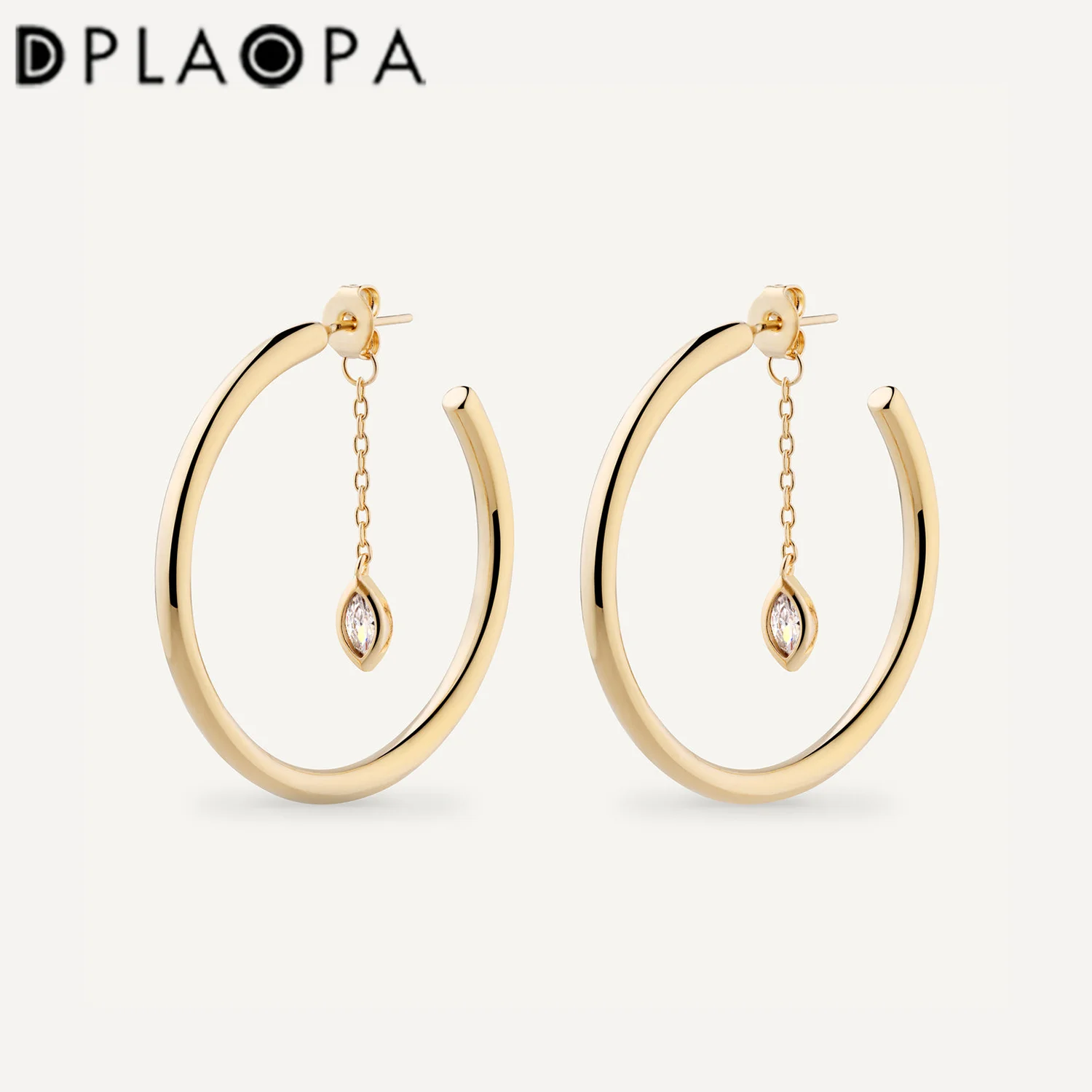 

DPLAOPA 925 пробы серебряные золотые 25 мм большие петли с фианитом женские серьги-цепочки ювелирные изделия