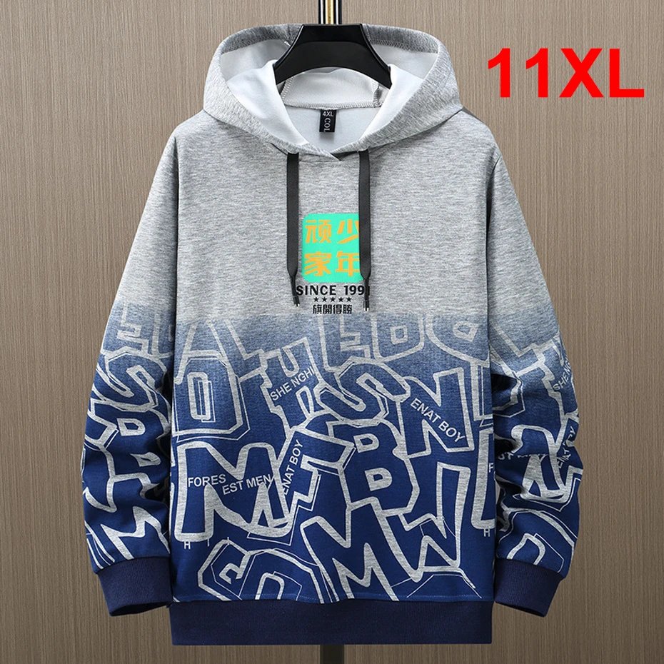 

Plus Size 10XL 11XL Hoodies Men Casual Fashion Gradient Hoodies Male Spring Autumn Hooded Sweatshirt Big Size 11XL