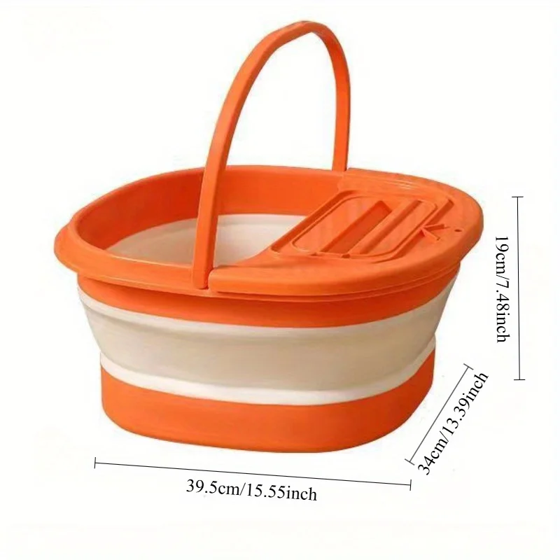 Collapsible Foot Bath Basin for Soaking Feet,Pedicure Foot Spa, Tub with Handles and Massage Acupoint,Multifunction（A）