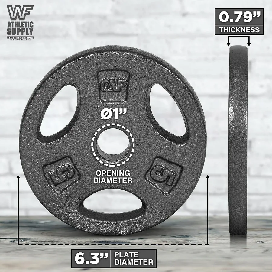 (2 x 10 LBS, 2 x 7.5 LBS, 2 x 5 LBS and 2 x 2.5 LBS, TOTAL of 50 lbs.) Cast Iron 1-Inch Standard Grip Plate for Strength Trainin