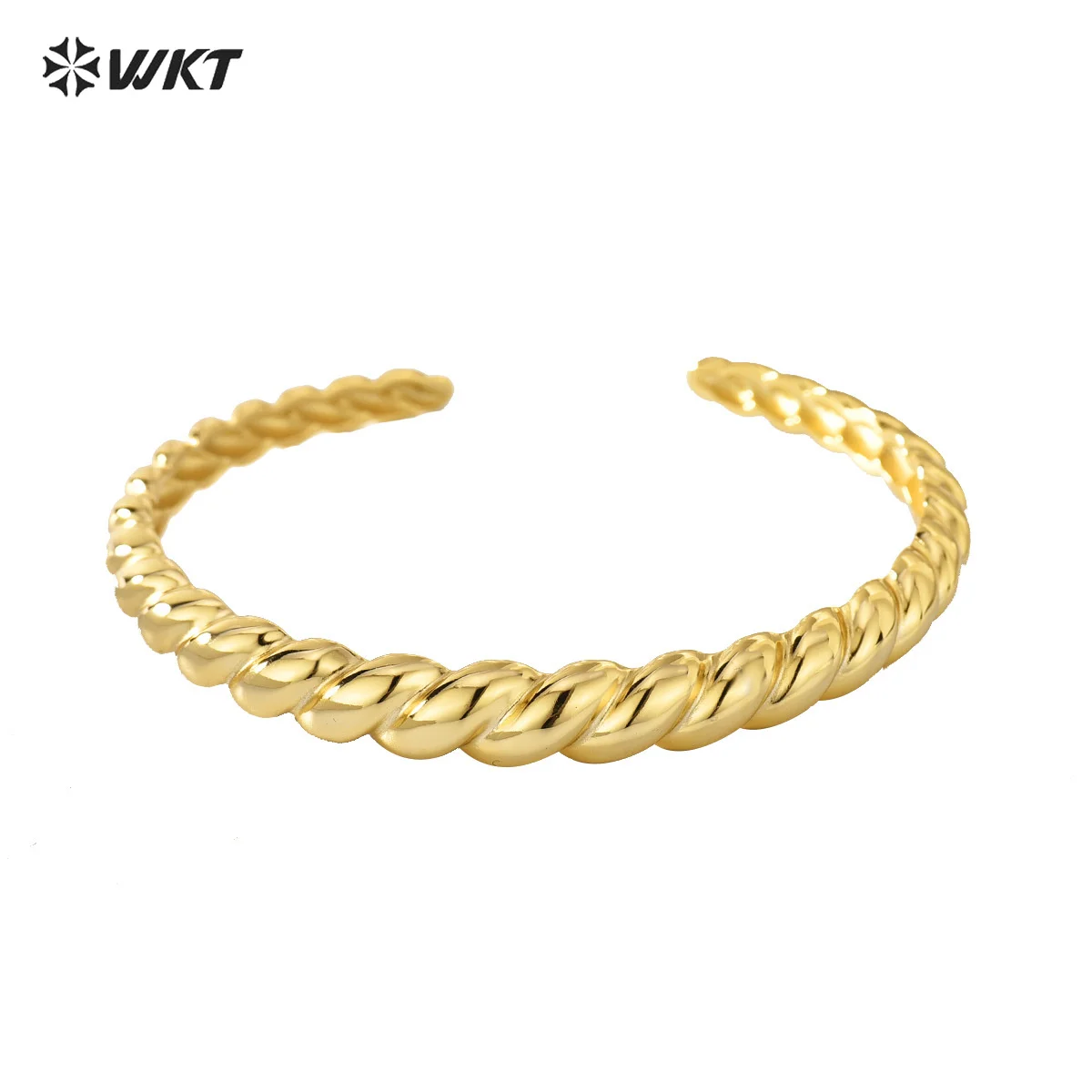 

WT-B646 Yellow Brass With 18k Real Gold Plated Winding Design Special For Ladies Daily Commute Generous Luxury Bracelet ACC