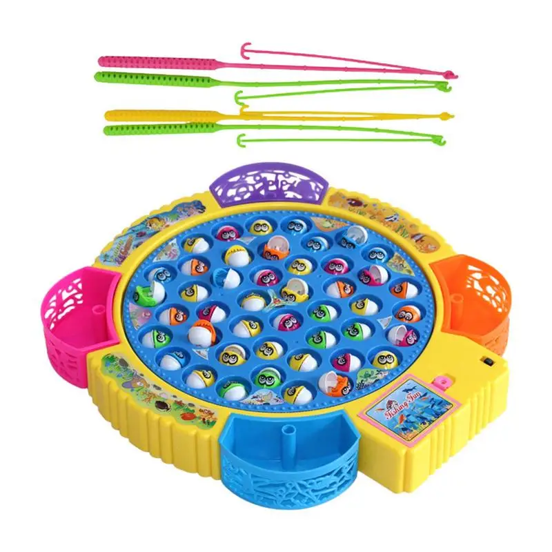 

Fishing Kids Toys Fishing Preschool Play Toy Portable Rotatable Fishing Board Game Montessori Fishing Pole Game Play Set For