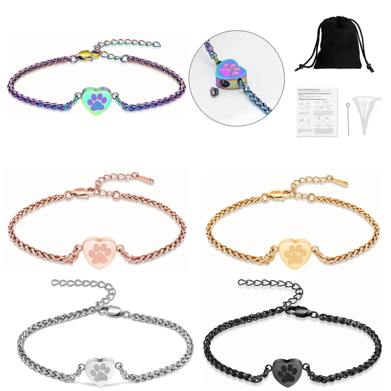 Adjustable Cremation Urn Bracelet Stainless Steel Heart Urn Foe Human/Pet Ashes Customize Memorial Bangle Cremation Jewelry
