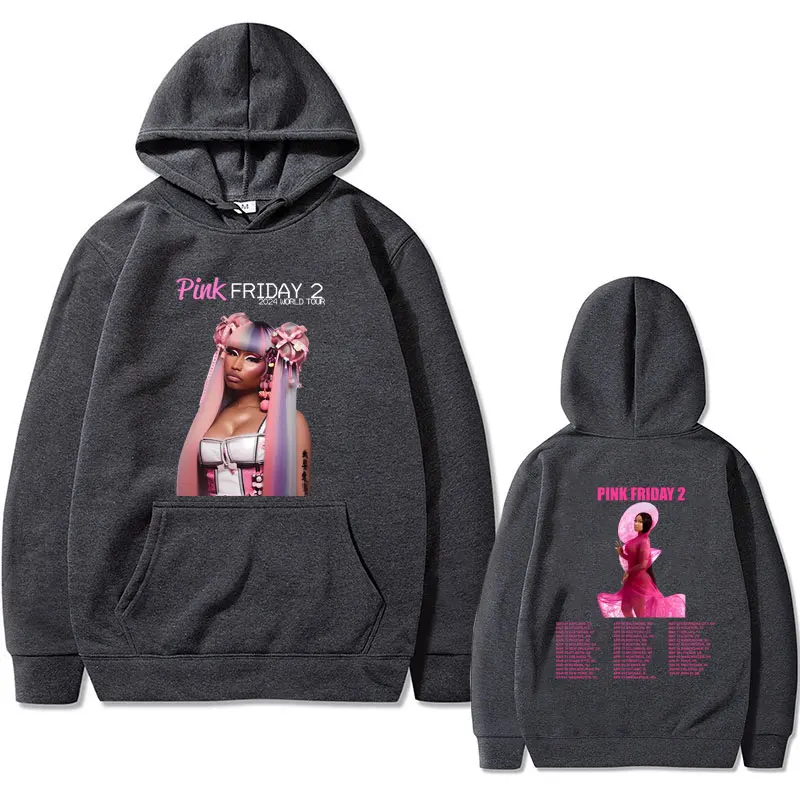 Rap Queeen Nicki Minaj Pink Friday 2 Album Print Hoodie Male Fashion Hip Hop Sweatshirt Men Women Vintage Oversized Streetwear