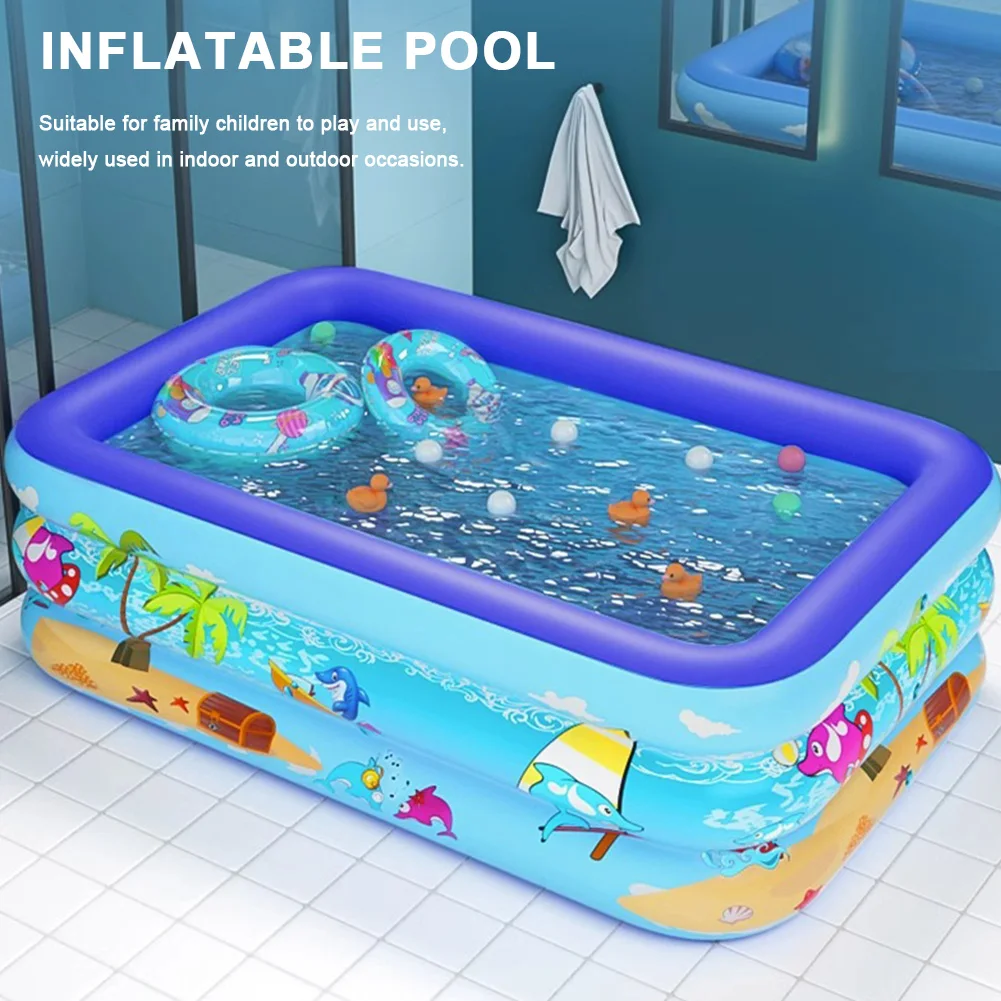 Inflatable Swimming Pool Inflatable Swimming Pool PVC Thickening Swimming Pool Cartoon Pattern Water Play for Summer Outdoor Indoor