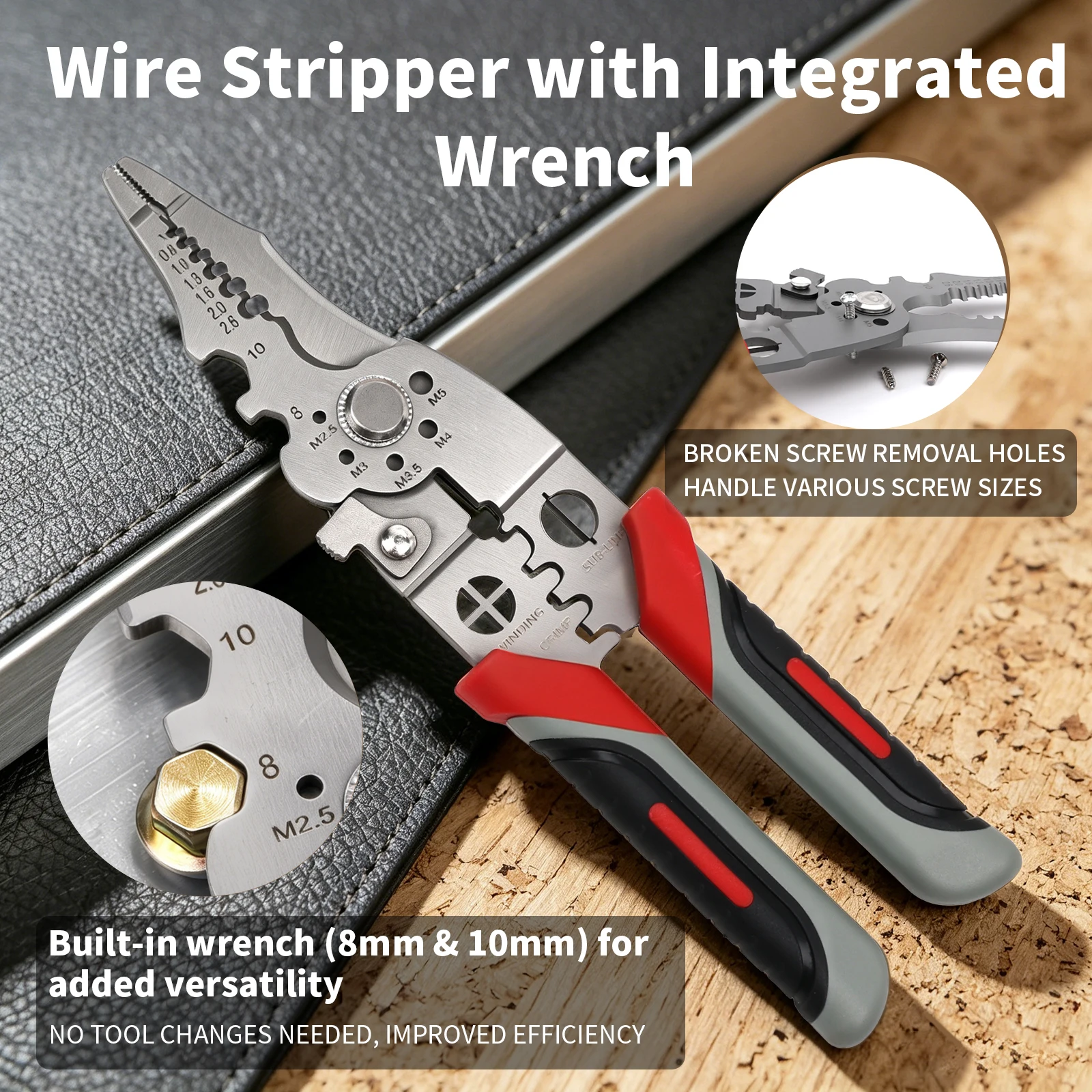 12-in-1 Multifunctional Electrician Wire Stripper with Live/Neutral Detection