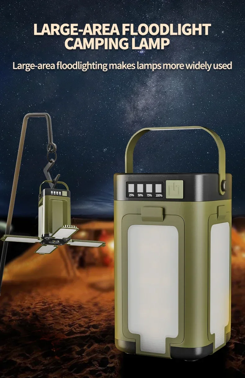 Solar-Campinglaterne 15W LED Wiederaufladbare Taschenlampe Magnetischer Flutlichtstrahler Tragbare Zeltlampe für Angeln und Outdoor-Beleuchtung – Detail 1