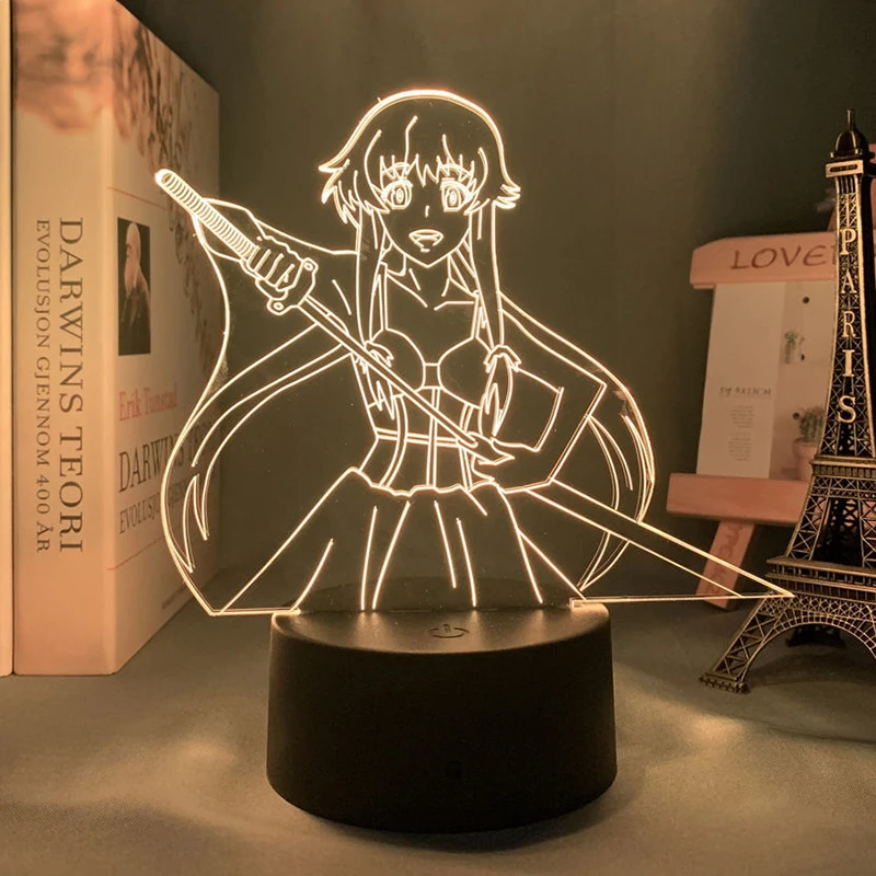 

Future Diary Yuno Gasai Anime Figure 3d Led Lamp For Bedroom Manga Mirai Nikki Lava Night Lights Room Decor Kid's Gifts