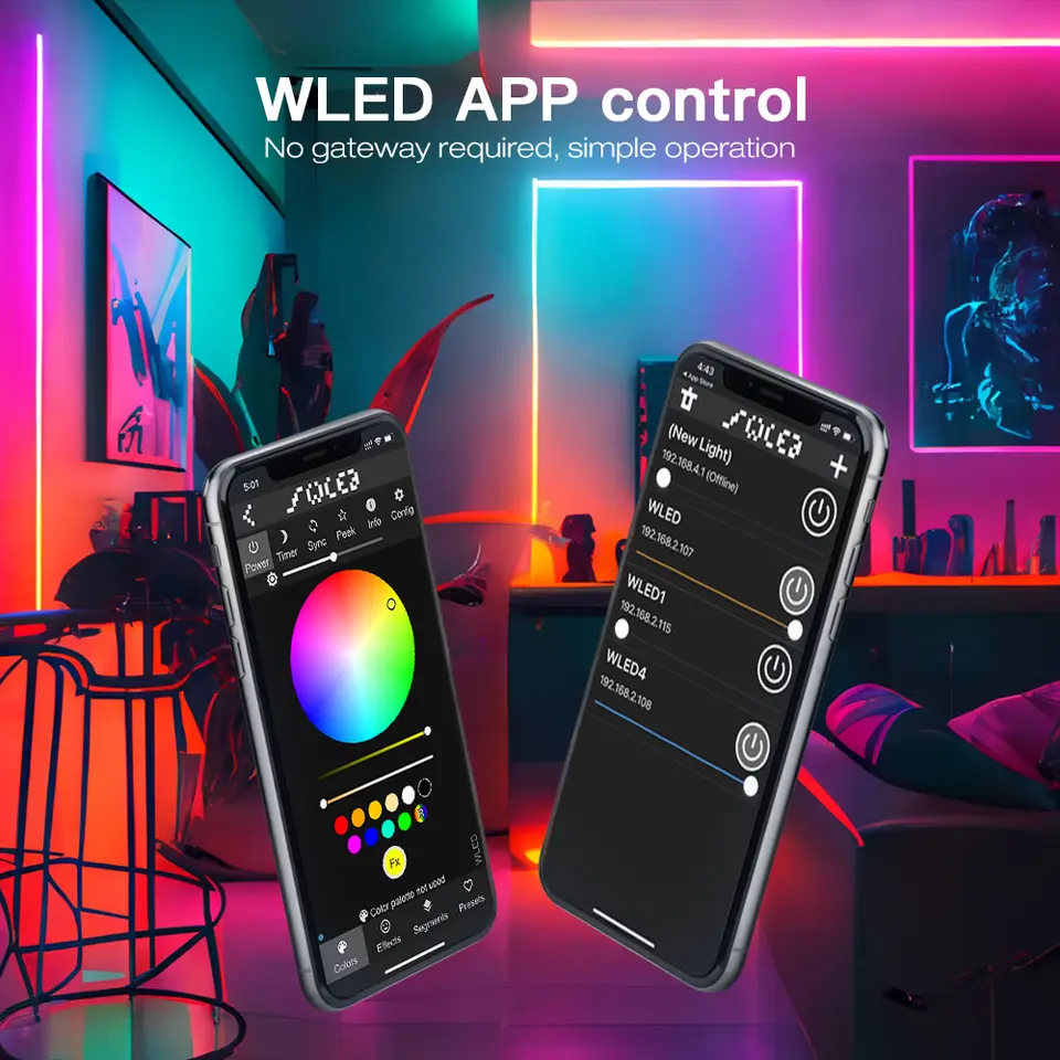 ESP32 WLED LED Strip Controller with MIC Type-C UART DC5-24V 15A 800 LEDs SM16703 PSK6812 WS2811 WS2812B FL19038 Compatible image 2