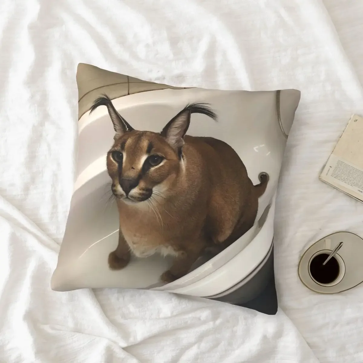 

Floppa Cute Meme Cushion Cover 45x45 Home Decor Dakimakura Funny Caracal Cat Throw Pillow Case for Living Room Housse De Coussin