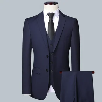 Suit Boutique Business alla moda da uomo (giacca + gilet + pantaloni) Abito formale professionale casual da matrimonio da uomo 3 pezzi M-6XL