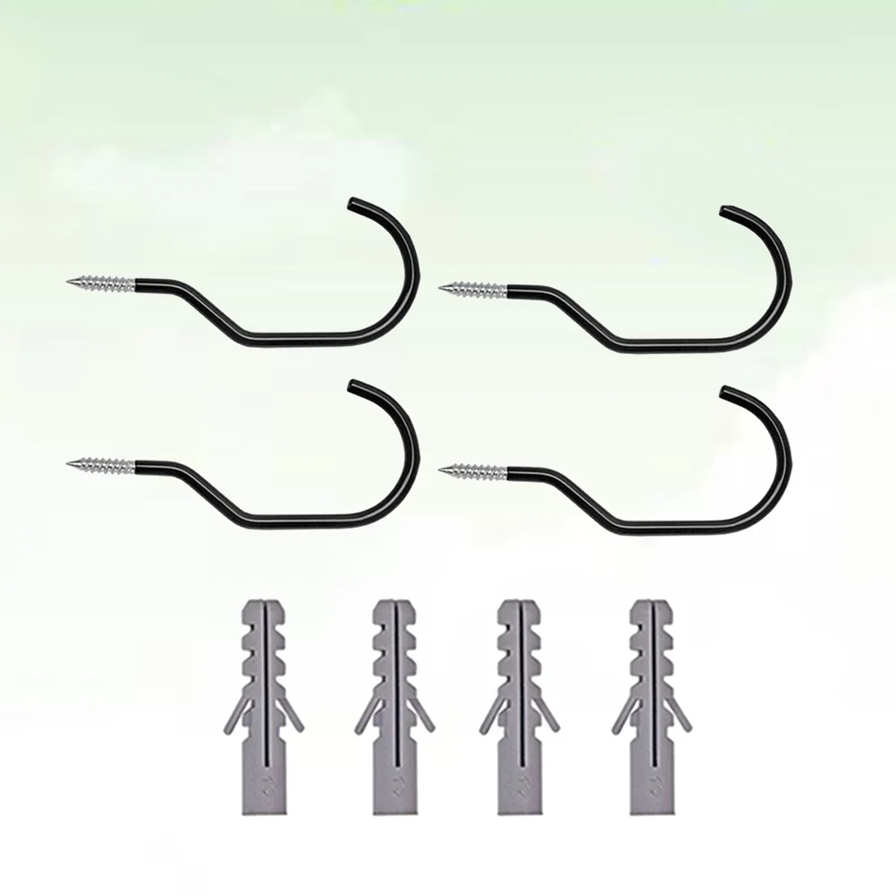 헤비 듀티 자전거 행어 걸이 후크, 차고 벽 및 천장용, 볼트 포함, 블랙 캐리어