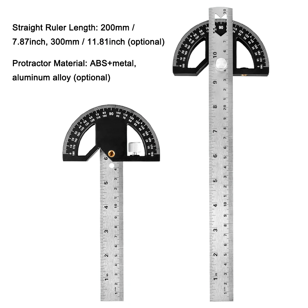 Magnetic Straight and Angle Measuring Ruler Woodworking Scribe Ruler Detachable Angle Gauge Double Scales Free Combi