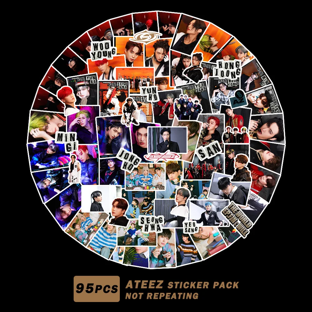 

95pcs/set Kpop ATEEZ Stickers Photo Character DIY Stickers Hongjoong Seonghwa Yunho Yeosang San Mingi Wooyoung Jongho Fans Gift