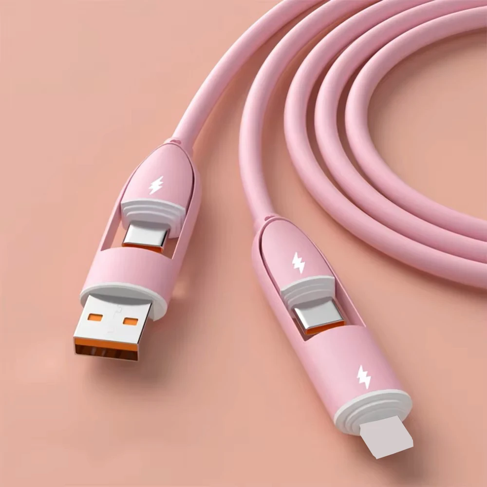 Versatile 4-in-1 Silica Gel Multi-Port Charging Cable