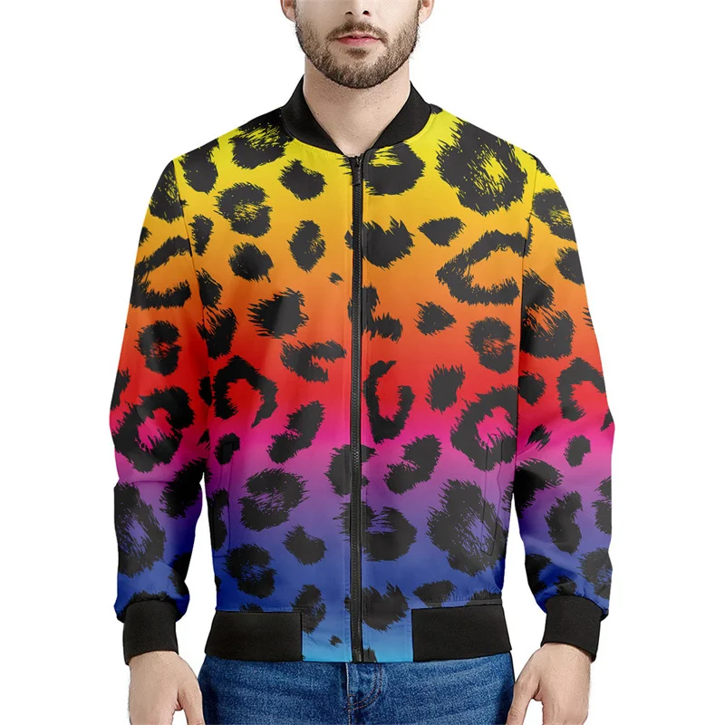 thumbnail image 1 of Chaqueta con cremallera y estampado de leopardo para hombre, sudadera con personalidad con estampado 3D, de manga larga, informal, holgada, ropa de calle, 1 of 5