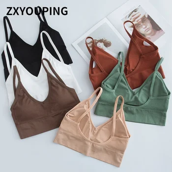 5PCS Sexy Seamless Bra Sports Bra Women Thin Straps Crop Top U Back Gym Bra Wireless Running Arm Yoga Top 1