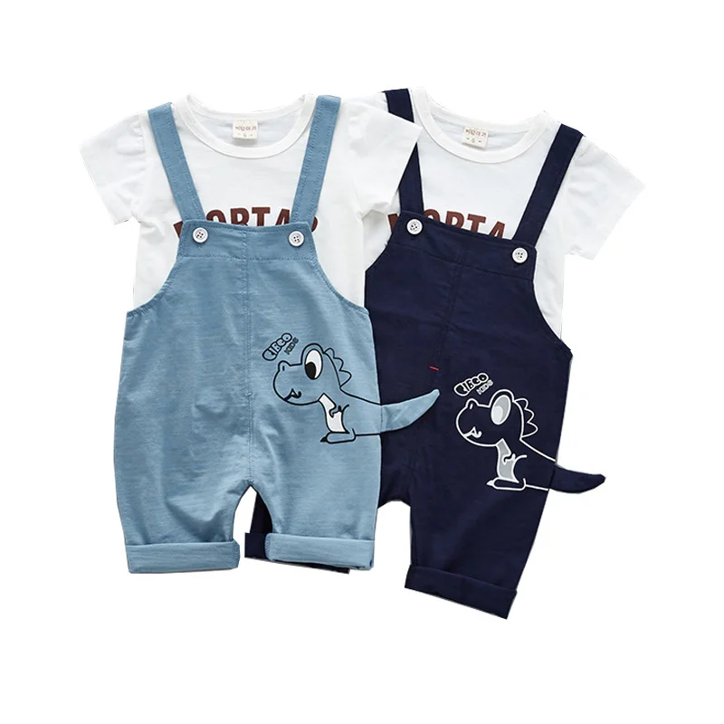 Summer Toddler Baby Boys Clothes Short Sleeve Cotton T-shirt& Overalls For Infant Boy Casual Clothing Costume Kids Tracksuit kids clothing set kids t shirt