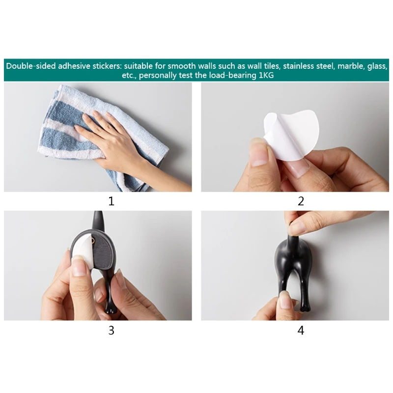 4Pcs Nordic Plastic Dog Tail Hooks with Screws Adhesive Tape Wall Mounted Key Hanger Hat Coat Decoration wholesales 5