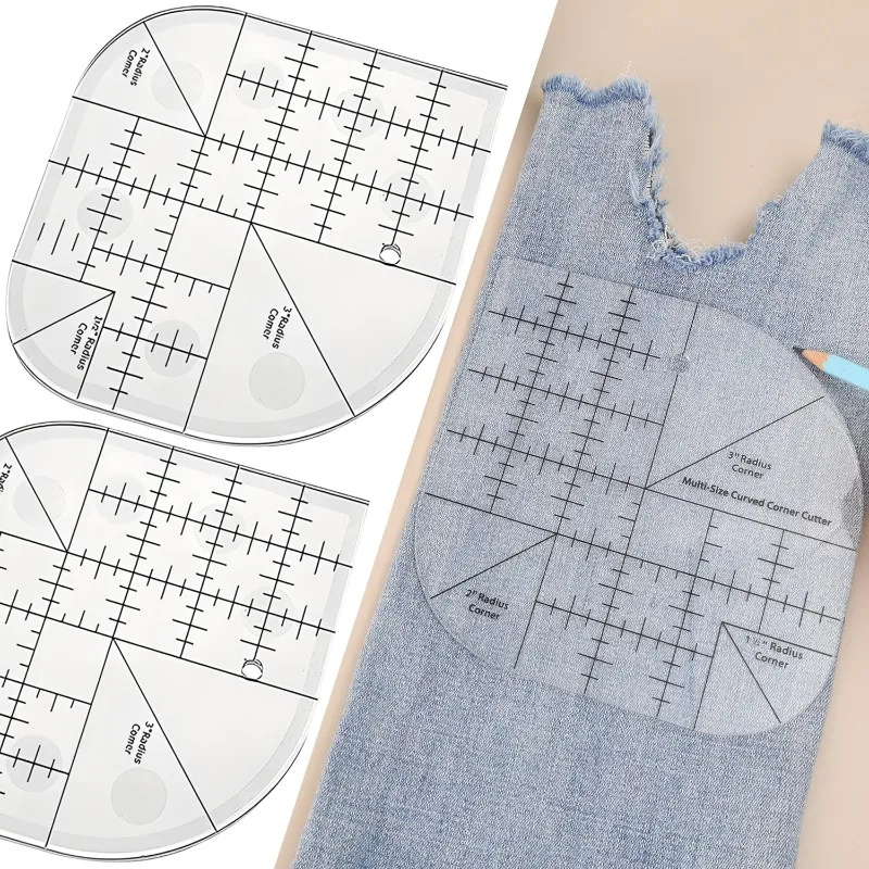 둥근 모서리가 있는 아크릴 재봉 자, 곡선 모서리 커터 자, 다기능 의류 재봉 ..