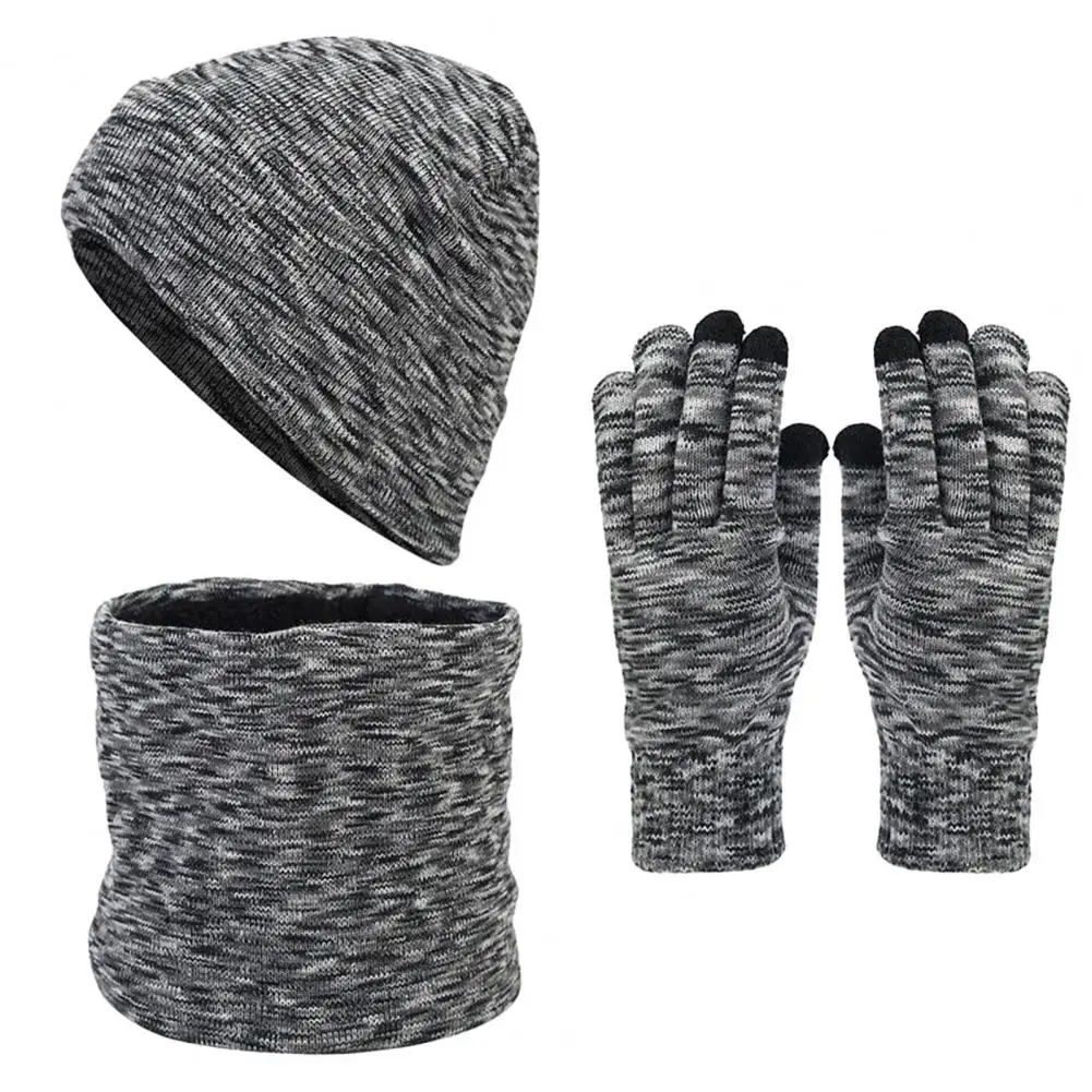 

Velvet Lining Hat Scarf Gloves Set Tie-dye Patterned Winter Accessories Set Cozy Winter Hat Scarf Gloves Set for Weather for Men