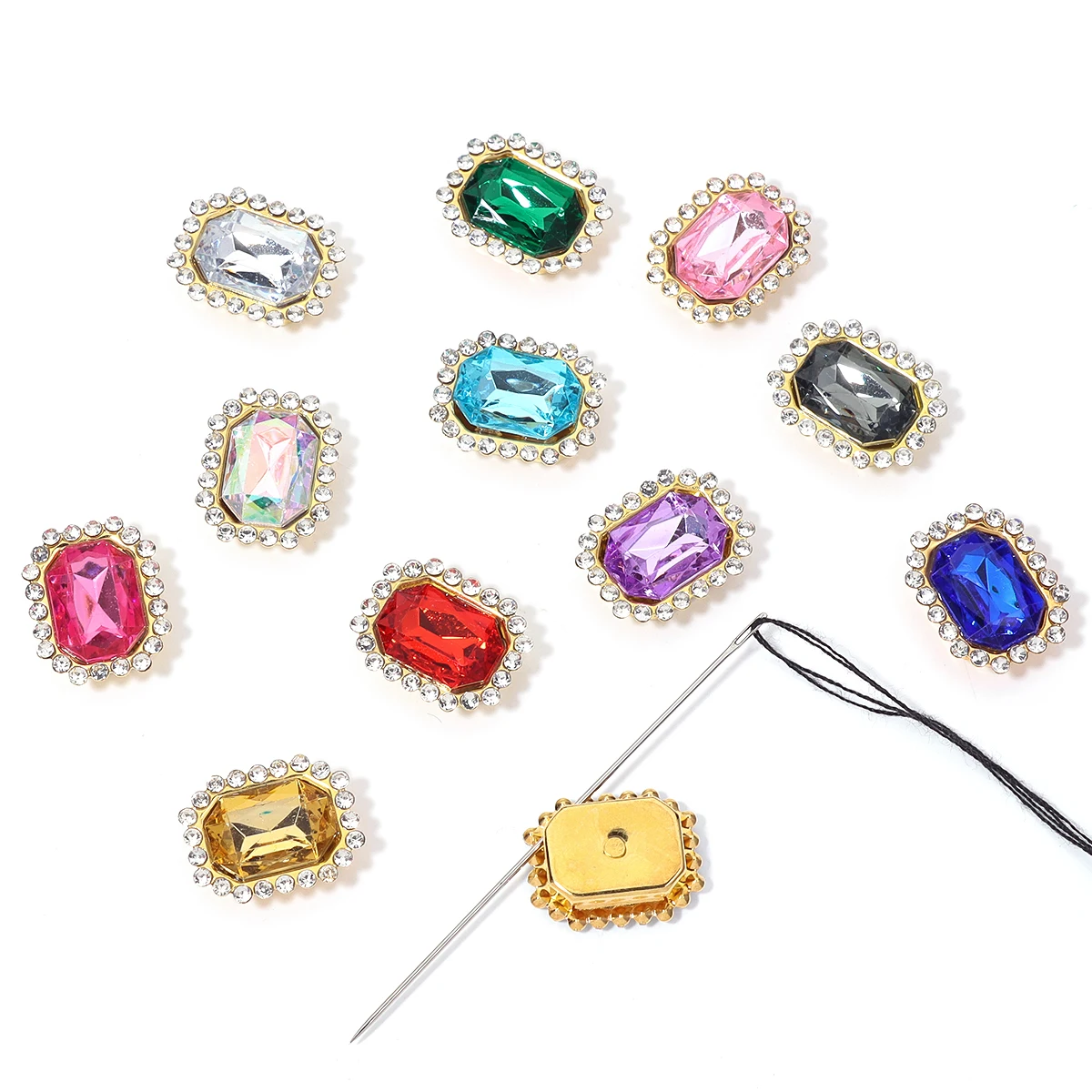 11,5X19mm 20Pcs Rechteckige Diamant Intarsien Vier Loch Klaue Diamant DIY Schmuck Haar Schuhe Hüte Materialien Wasser diamant Zubehör – Detail 4