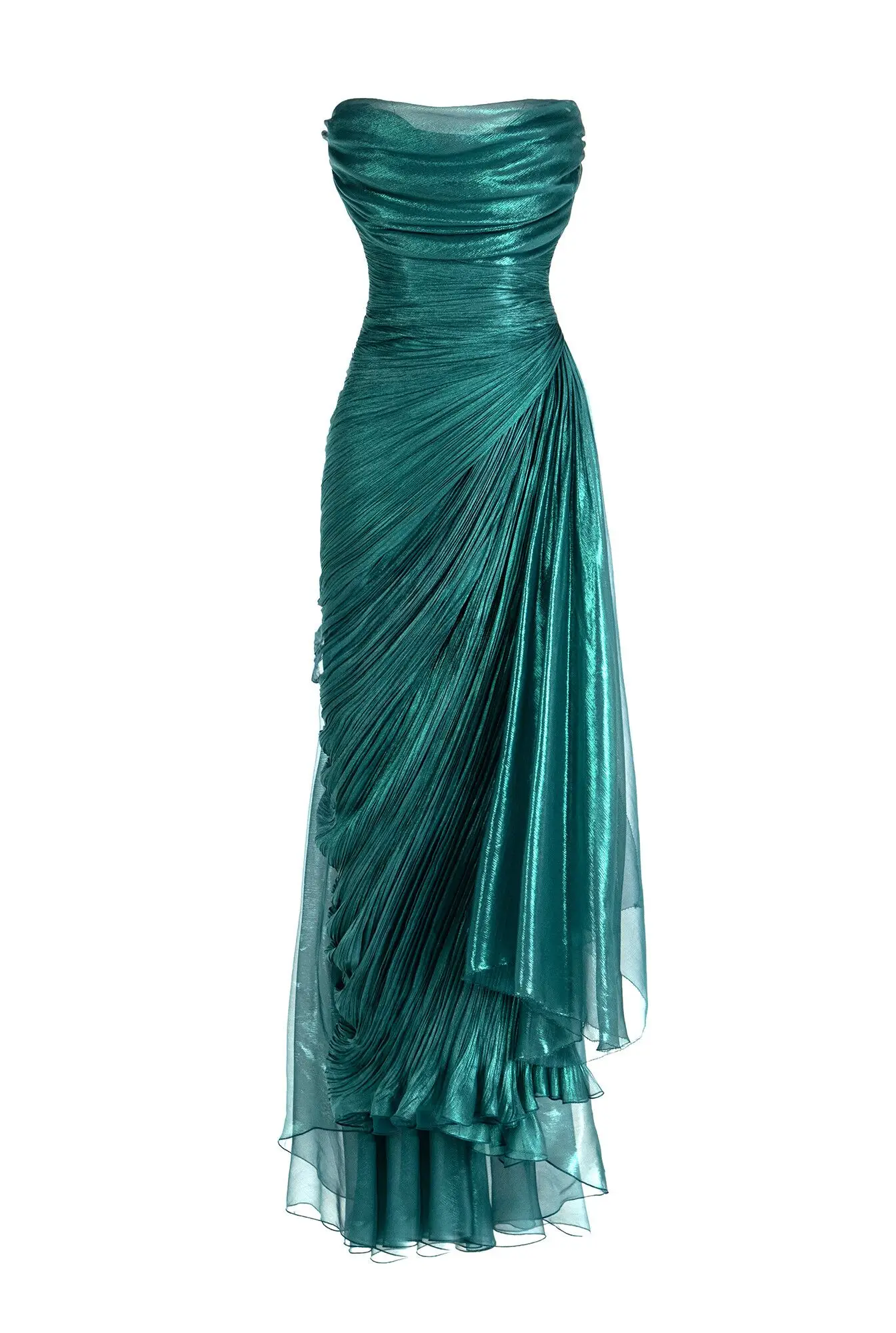

Shiny Green Prom Dresses Strapless Side Slit Evening Dress Mermaid Formal Night Cocktail Party Gowns Plus Size فساتين السهرة