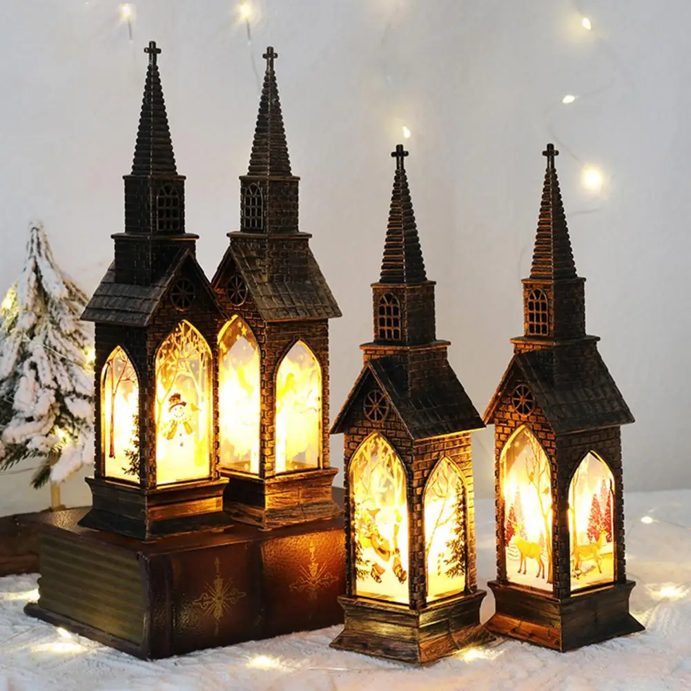 

Centerpiece Christmas Light Desktop Christmas Lamp Vintage Battery Operated Christmas Glowing House Light Charming for Home