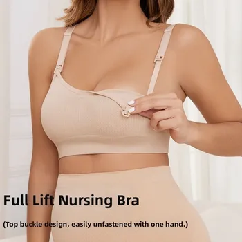 Comfortable Nursing Bras Without Steel Rings Soft Breastfeeding Underwear 3D Support Anti Sagging Seamless Maternity Bra Women