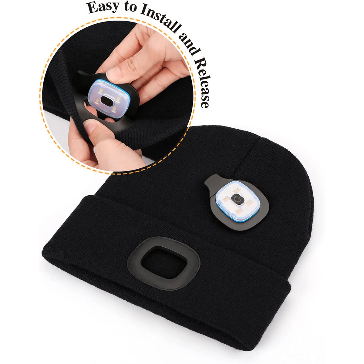 Beanie Hat with Light,USB Rechargeable LED Lighted Beanie Cap,Unisex Winter Warmer Knit Cap Hat for Walking at Night,Fishing,Cam