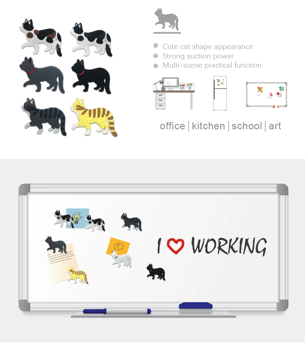 Walking Cat Creative Cartoon Cute Magnetic Suction Hook, Refrigerator Fridge Magnet With Hooks Auxiliary Hooks Home Storage
